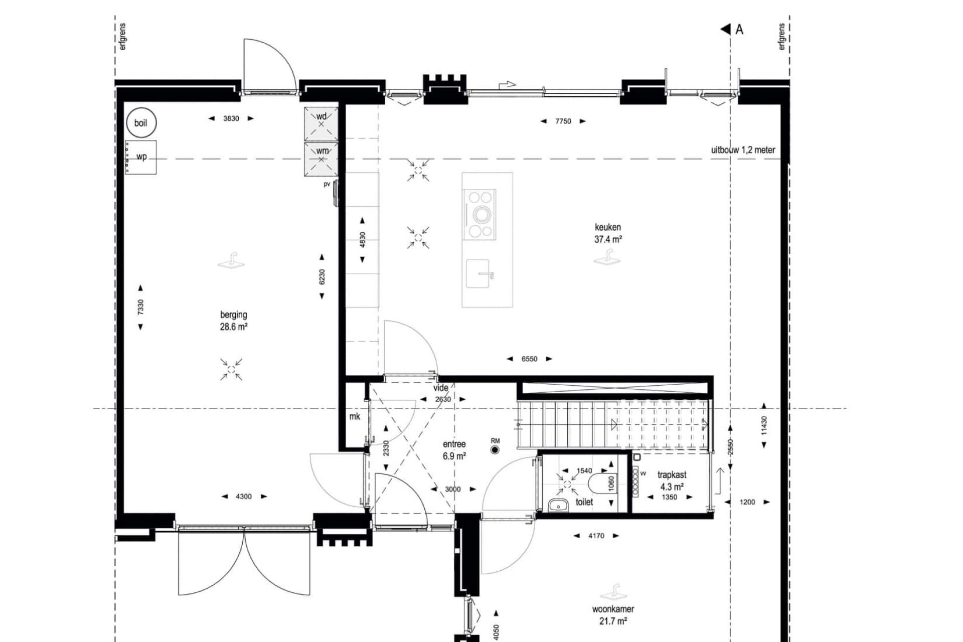 Optie uitbouw 1,2 m